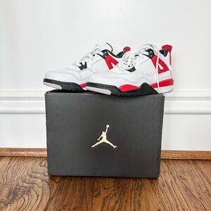 Brand NIB Nike Jordan 4 Retro (PS) size 12c white/fire red-black